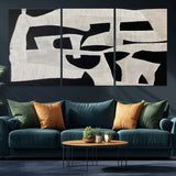 33714-MGV-CV-36X24-Monochrome Design Wall Art Canvas Print, Framed Modern Linework Art Picture Print, Textured Shapes Perfect Monochrome Modern Decor