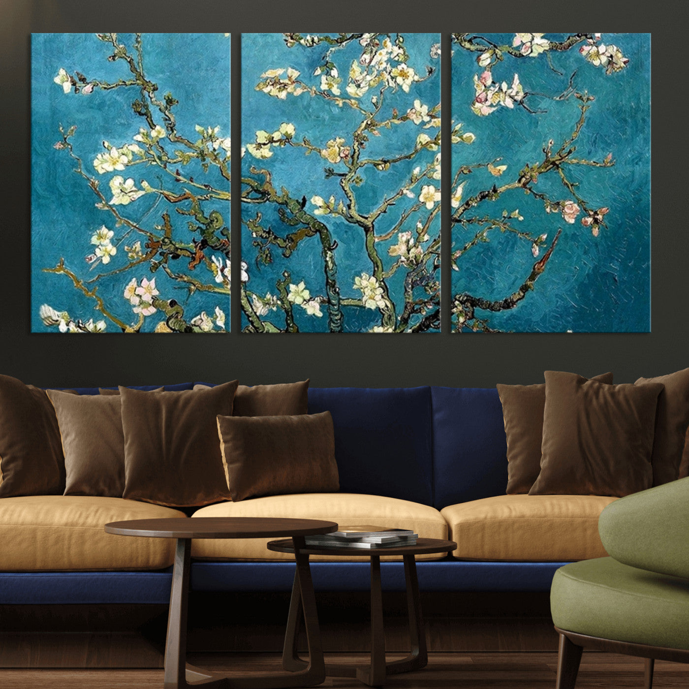 91714-MGV-CV-36X24-Almond Blossoms Wall Art – Handcrafted Van Gogh Inspired Floral Canvas Print, Beautiful Nature Decor for Living Room, Bedroom, or