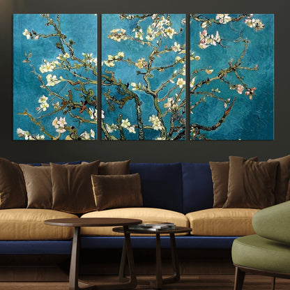 91714-MGV-CV-36X24-Almond Blossoms Wall Art – Handcrafted Van Gogh Inspired Floral Canvas Print, Beautiful Nature Decor for Living Room, Bedroom, or
