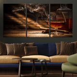 92305-MGV-CV-36X24-Whiskey & Cigar Wall Art – Moody Whiskey and Cigar Canvas Print, Sophisticated Bar or Home Lounge Decor for Office, Man Cave or