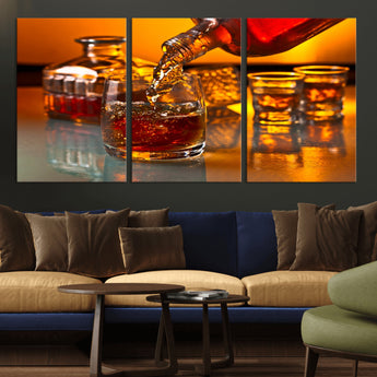 18250-MGV-CV-36X24-Whiskey Pour Wall Art – Captivating Whiskey Splash Canvas Print, Elegant Bar or Home Lounge Decor for Office, Man Cave or Living