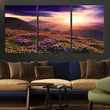 49741-MGV-CV-36X24-Mountain Sunrise Wall Art – Vibrant Floral Landscape Canvas Print, Nature Home Decor for Living Room, Bedroom Office or Cabin