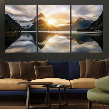 78842-MGV-CV-36X24-Sunrise Mountain Reflection Wall Art – Stunning Nature Landscape Canvas Print for Home, Office, Living Room or Relaxing Space