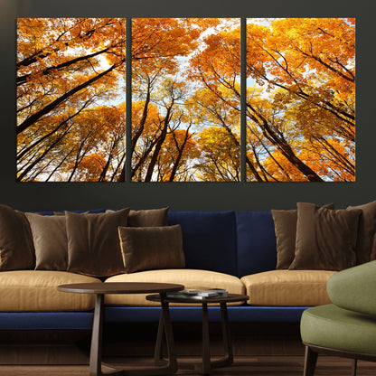 11823-MGV-CV-36X24-Golden Autumn Tree Canopy Wall Art – Stunning Fall Forest Leaves Print, Warm Seasonal Nature Decor for Home, Office or Cabin