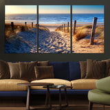 31889-MGV-CV-36X24-Sandy Beach Pathway Wall Art – Coastal Dune Fence and Ocean View Canvas Print, Relaxing Seaside Landscape Decor for Living Room or