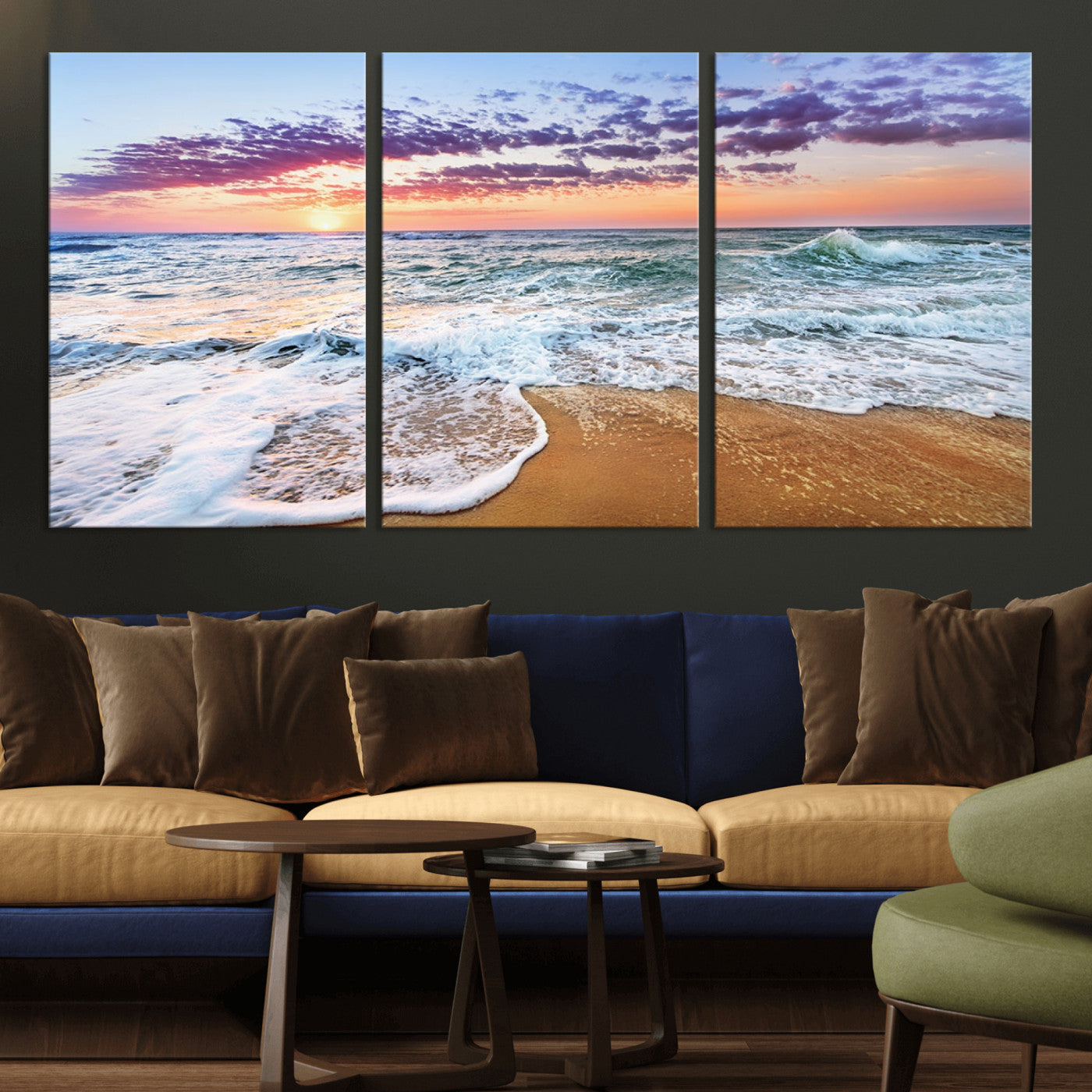 44120-MGV-CV-36X24-Ocean Sunset Wall Art – Beach Landscape Canvas Print, Serene Coastal Decor for Living Room, Office or Bedroom