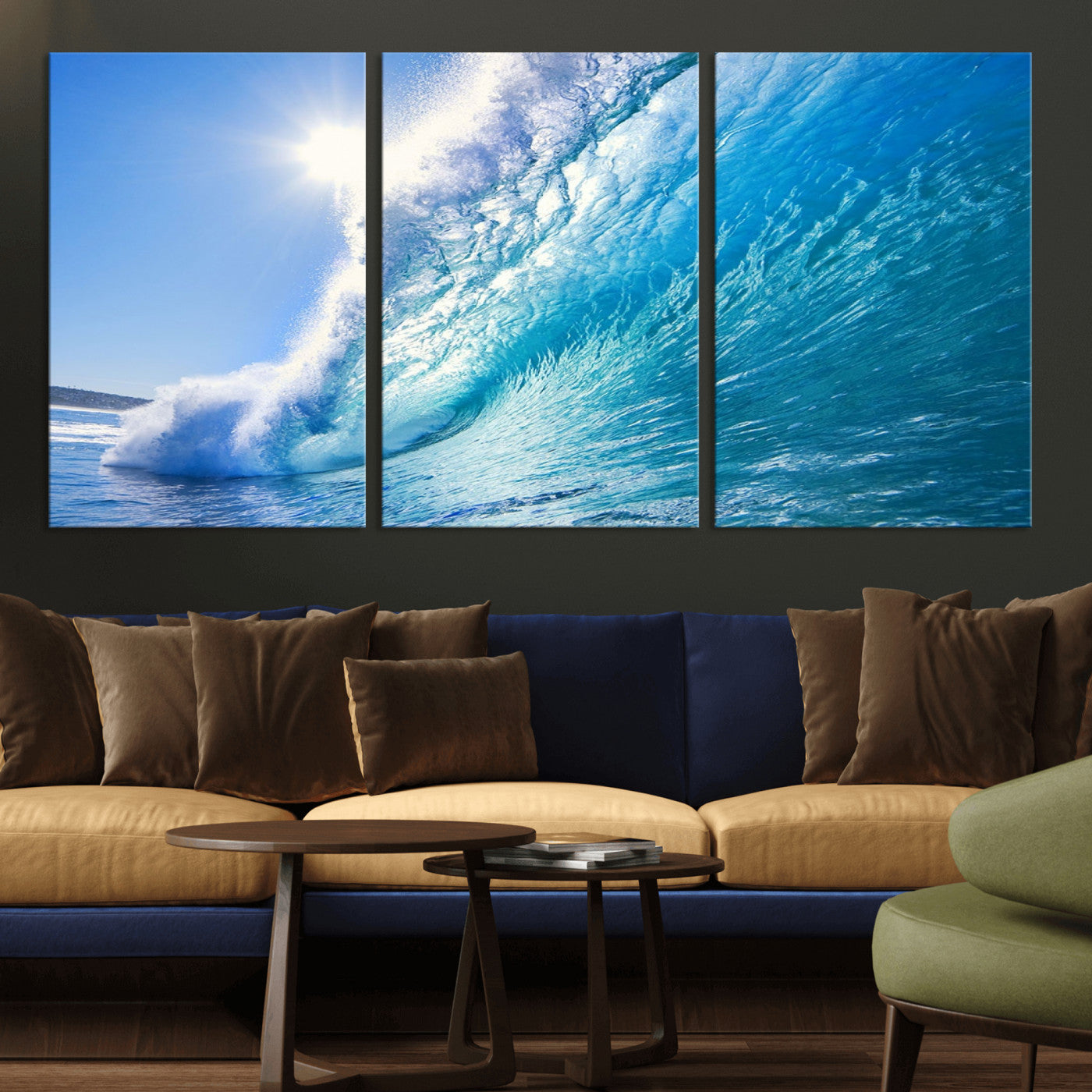 37494-MGV-CV-36X24-Ocean Wave Canvas Art – Stunning Blue Wave Photography, Coastal Wall Decor for Living Room, Bedroom or Office