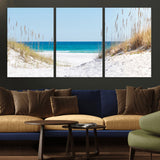 58498-MGV-CV-36X24-White Sandy Beach Wall Art – Panoramic Coastal Canvas Print, Ocean View Decor for Living Room, Bedroom, Office, Relaxing Seaside