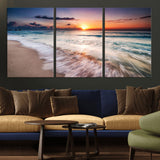 99906-MGV-CV-36X24-Morning Tide Canvas Print – Soft Sunrise Ocean Waves Wall Art, Coastal Serenity Decor for Home & Office