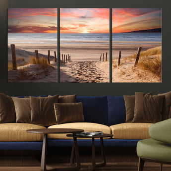 78111-MGV-CV-36X24-Sunset Pathway Wall Art – Panoramic Coastal Canvas Print, Tranquil Beach Decor for Living Room, Office or Bedroom