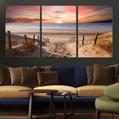 78111-MGV-CV-36X24-Sunset Pathway Wall Art – Panoramic Coastal Canvas Print, Tranquil Beach Decor for Living Room, Office or Bedroom