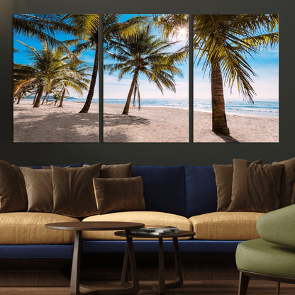 98175-MGV-CV-36X24-Tropical Palm Beach Wall Art – Relaxing Ocean Shore Canvas Print with Palm Trees, Coastal Summer Decor for Living Room, Bedroom or