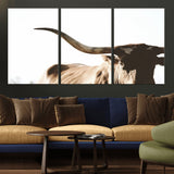 35866-MGV-CV-36X24-Texas Longhorn Wall Art – Rustic Western Bull Canvas Print, Farmhouse Animal Photography Decor for Living Room, Office, or Ranch