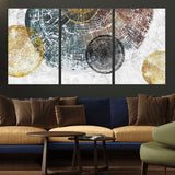70653-MGV-CV-36X24-Abstract Tree Ring Wall Art – Modern Rustic Wood Slice Canvas Print with Gold Accents, Contemporary Nature Decor for Living Room,