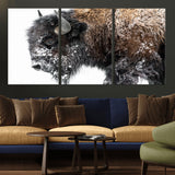 24304-MGV-CV-36X24-Bison Wall Art Canvas Print, Framed Winter Bison Art Picture Print, Snowy Buffalo Perfect Rustic Farmhouse Decor Artwork