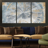 17631-MGV-CV-36X24-Radiant Burst Wall Art – Abstract Sunburst Canvas Print in Blue and Gold, Modern Geometric Painting for Living Room, Office or