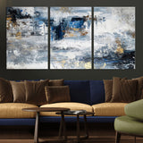 59716-MGV-CV-36X24-Abstract Blue and Gold Wall Art – Modern Textured Canvas Print, Contemporary Painting for Living Room, Bedroom, or Office Decor
