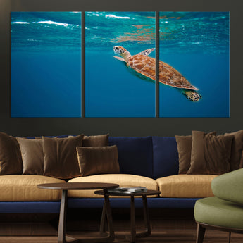 91440-MGV-CV-36X24-Sea Turtle Wall Art – Ocean Turtle Canvas Print, Underwater Marine Life Decor for Living Room, Office, Beach House or Bathroom
