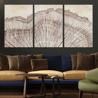 67528-MGV-CV-36X24-Wood Ring Wall Art Canvas Print, Framed Tree Ring Art Picture Print, Rustic Tree Ring Perfect Neutral Boho Decor Artwork
