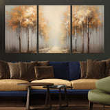 95004-MGV-CV-36X24-Autumn Forest Path Wall Art – Hand Painted Canvas Print with Golden Trees, Modern Nature Landscape Decor for Living Room, Bedroom