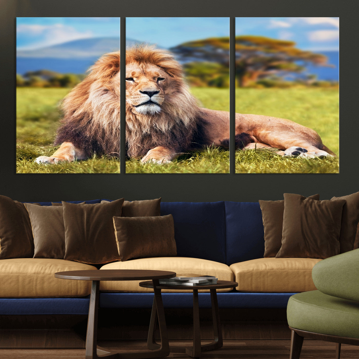 67826-MGV-CV-36X24-Majestic Lion Wall Art – King of the Jungle Canvas Print, Safari Wildlife Decor for Living Room, Office, or Man Cave