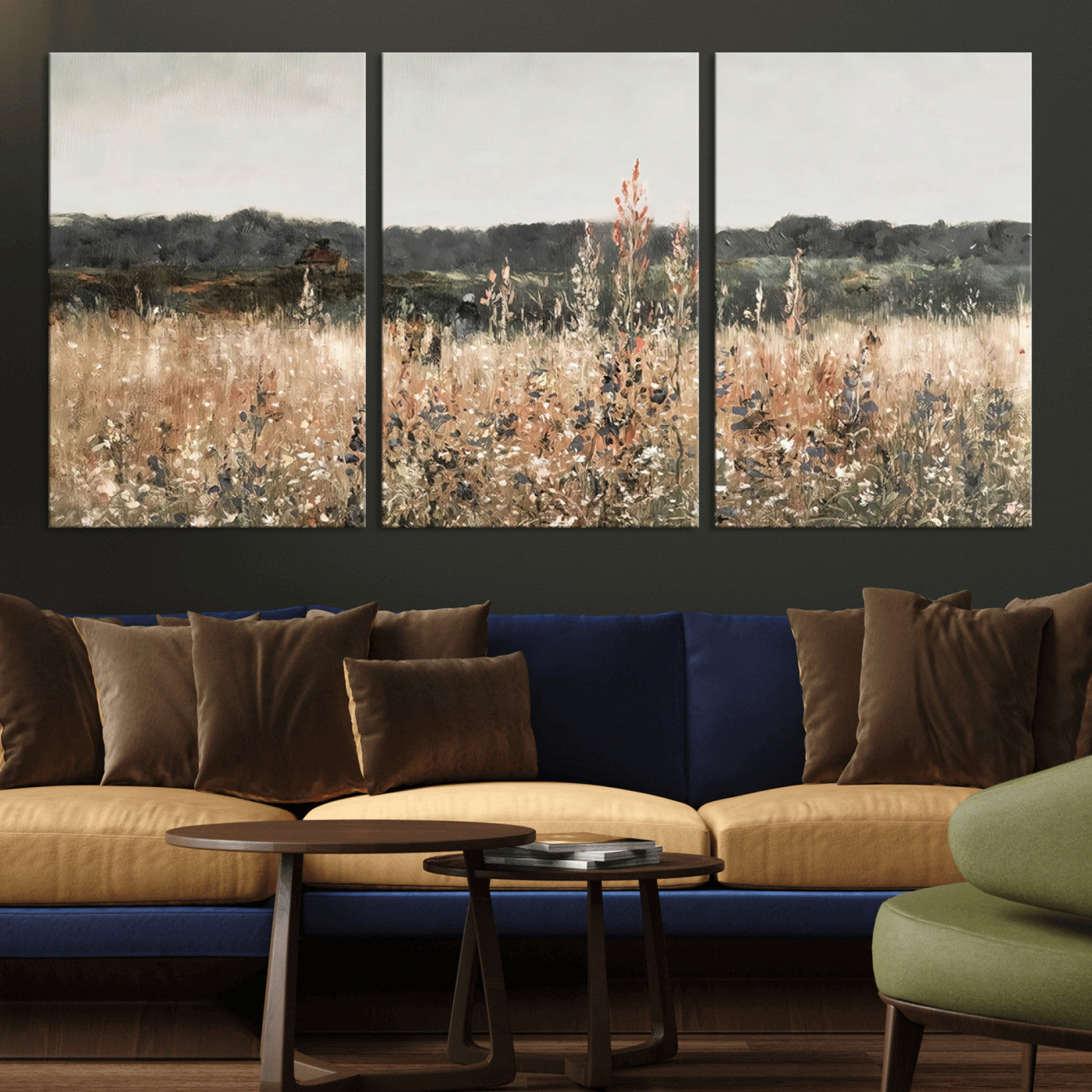 46308-MGV-CV-36X24-Wildflower Field Wall Art – Rustic Meadow Landscape Canvas Print, Country Nature Decor for Living Room, Bedroom or Farmhouse