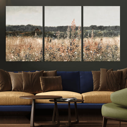 46308-MGV-CV-36X24-Wildflower Field Wall Art – Rustic Meadow Landscape Canvas Print, Country Nature Decor for Living Room, Bedroom or Farmhouse