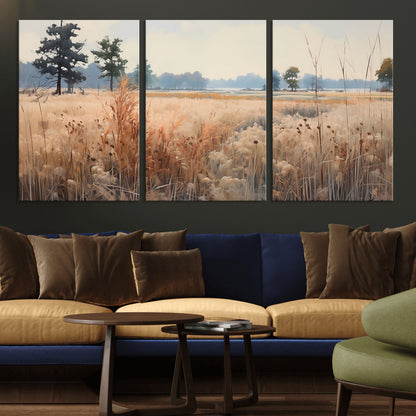98822-MGV-CV-36X24-Autumn Meadow Wall Art – Tranquil Grassland Landscape Canvas Print, Rustic Country Decor for Living Room, Bedroom or Farmhouse