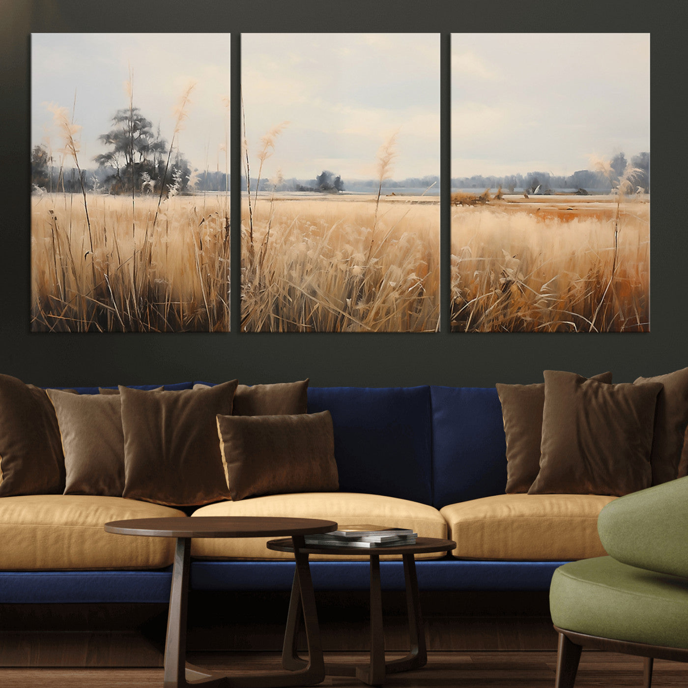 38193-MGV-CV-36X24-Golden Meadow Wall Art – Serene Grassland Landscape Canvas Print, Rustic Nature Decor for Bedroom, Living Room or Farmhouse