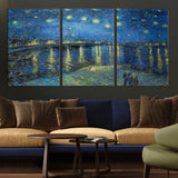 94605-MGV-CV-36X24-Starry Night Over the Rhone Wall Art – Vincent van Gogh Canvas Print, Famous Impressionist Painting for Living Room, Office