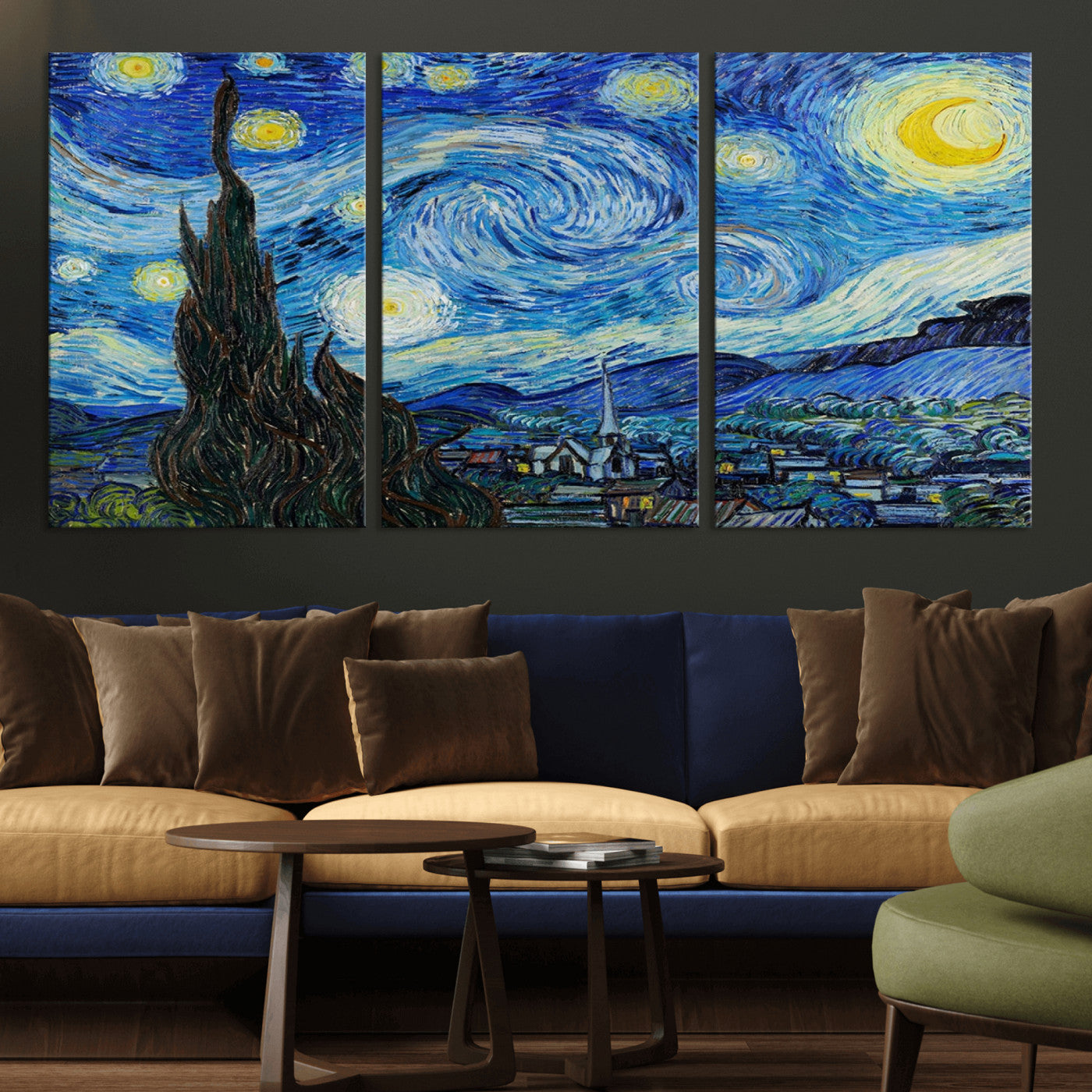 39177-MGV-CV-36X24-Starry Night Wall Art – Vincent van Gogh Famous Painting Canvas Print, Timeless Starry Sky Decor for Living Room, Bedroom or