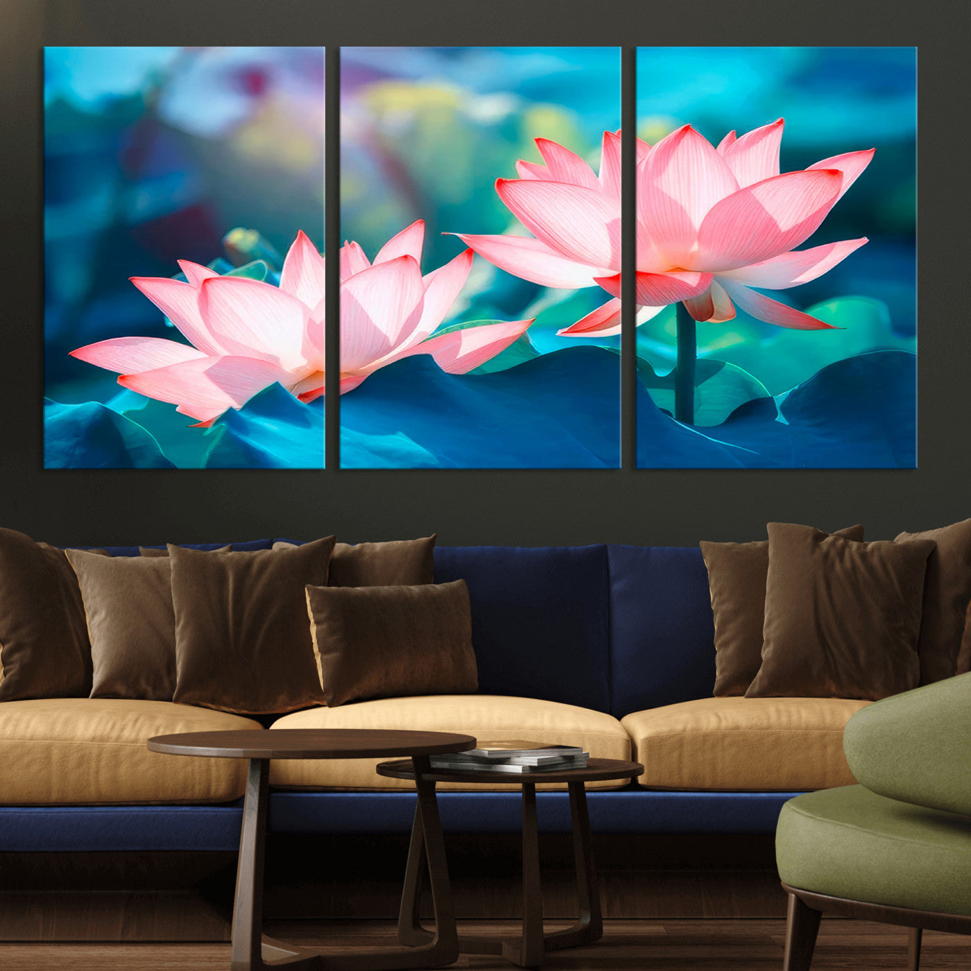 32559-MGV-CV-36X24-Lotus Flower Wall Art – Pink Water Lily Canvas Print, Tranquil Nature Decor for Living Room, Bedroom or Meditation Space