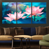 32559-MGV-CV-36X24-Lotus Flower Wall Art – Pink Water Lily Canvas Print, Tranquil Nature Decor for Living Room, Bedroom or Meditation Space