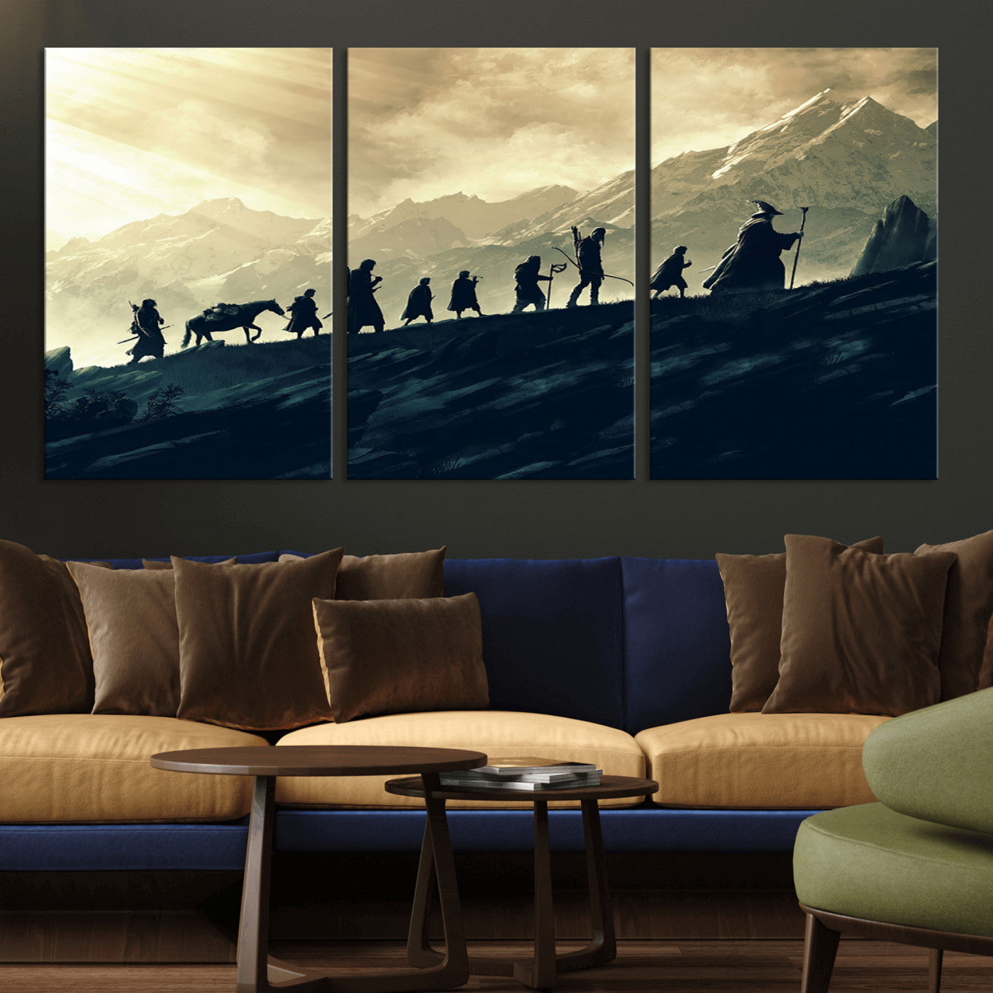 41574-MGV-CV-36X24-Fellowship Journey Wall Art – Epic Fantasy Adventure Canvas Print, Mountain Landscape Decor for Living Room, Office or Man Cave