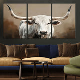 61423-MGV-CV-36X24-Longhorn Bull Wall Art – Rustic Western Texas Steer Canvas Print, Cowboy Farmhouse Decor for Living Room, Bedroom, Office or Ranch