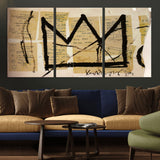 37215-MGV-CV-36X24-Abstract Crown Wall Art – Urban Graffiti Style Canvas Print Modern Street Art Design, Bold Contemporary Decor for Living Room,