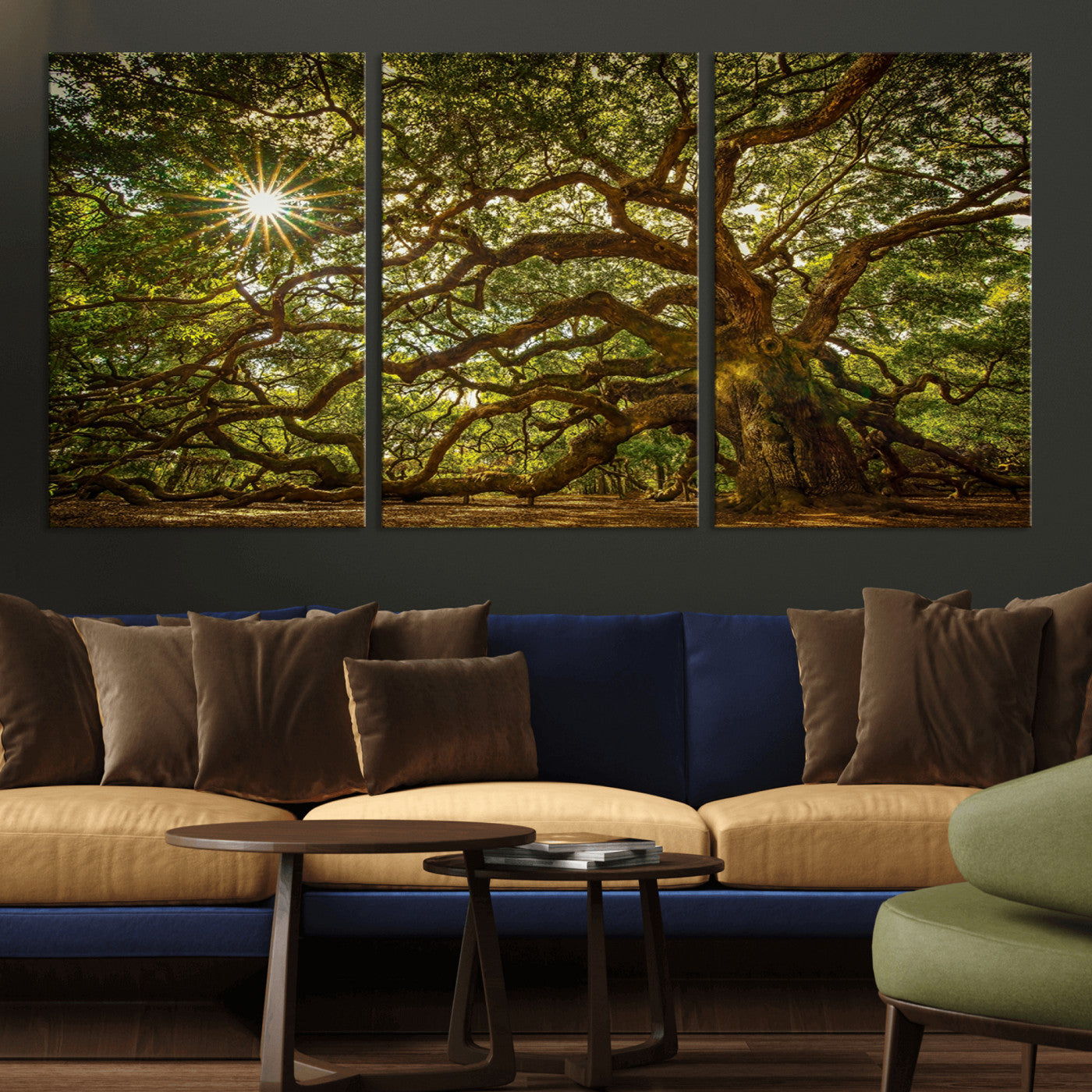 57983-MGV-CV-36X24-Angel Oak Tree Wall Art Canvas Print, Framed Oak Tree Art Picture Print, Angel Oak Perfect Rustic Nature Decor Artwork