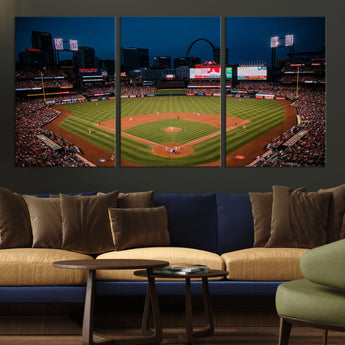38612-MGV-CV-36X24-Busch Stadium Wall Art Canvas Print, Framed Missouri Stadium Art Picture Print, Busch Stadium Field Perfect Sports Room Decor
