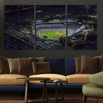 16515-MGV-CV-36X24-Dodgers Stadium Wall Art Canvas Print, Framed Baseball Stadium Art Picture Print, Dodgers Field Perfect Sport Room Decor Artwork