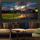 66781-MGV-CV-36X24-Baseball Stadium Wall Art – Canvas Print Evening Game Field Packed Crowd Sunset Sky Sports Photography, Dynamic Decor for Game