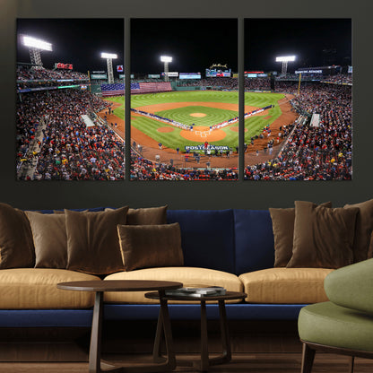 47365-MGV-CV-36X24-Fenway Park Stadium Wall Art Canvas Print, Framed Boston Baseball Stadium Art Picture Print, MLB Stadium Field Perfect Sport Room