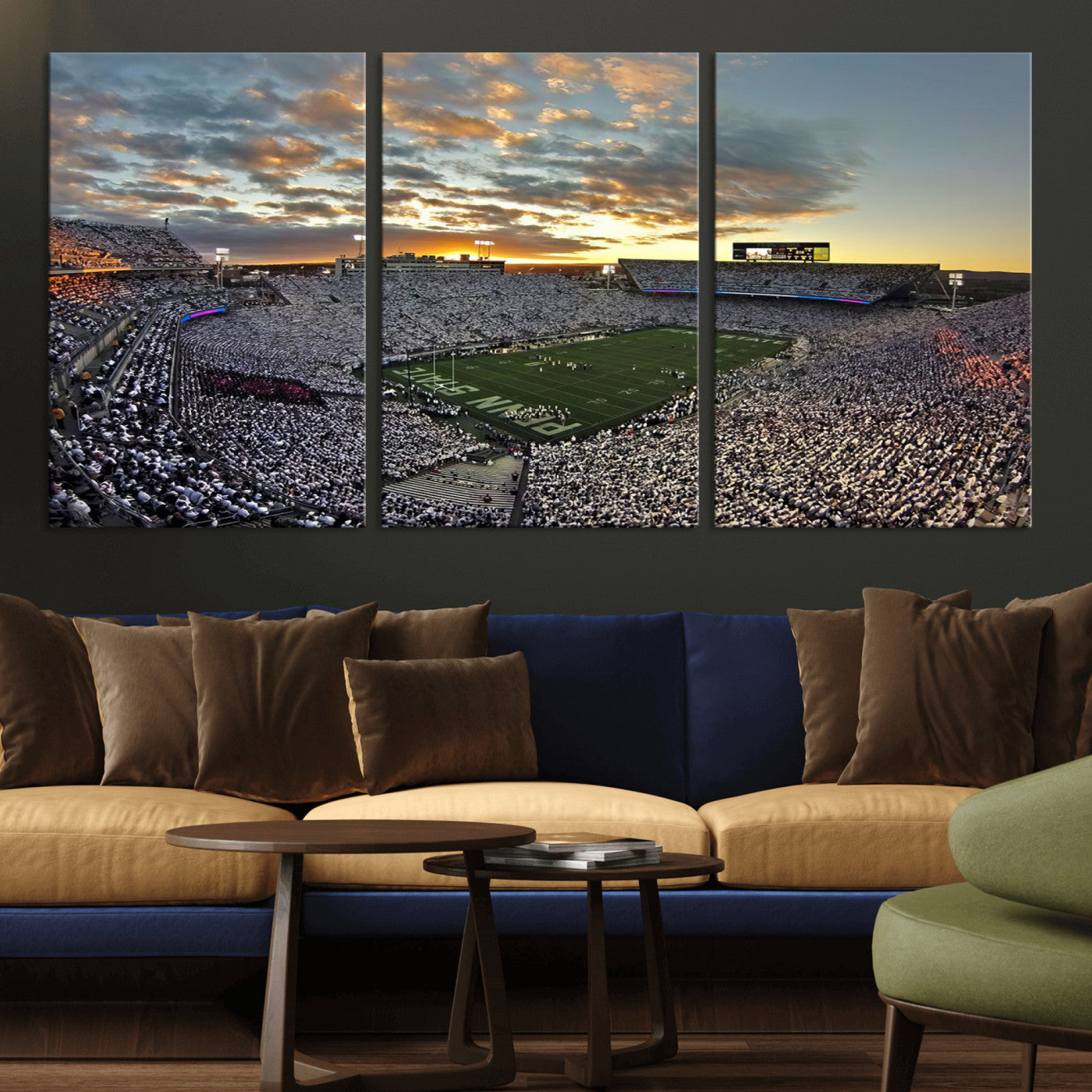 38807-MGV-CV-36X24-Beaver Stadium Wall Art Canvas Print, Framed Beaver Stadium Field Art Picture Print, Football Stadium Perfect Sport Room Decor