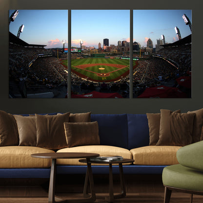 67670-MGV-CV-36X24-PNC Park Stadium Wall Art Canvas Print, Framed Pittsburgh Pirates Stadium Art Picture Print, PNC Park Field Perfect Sport Room