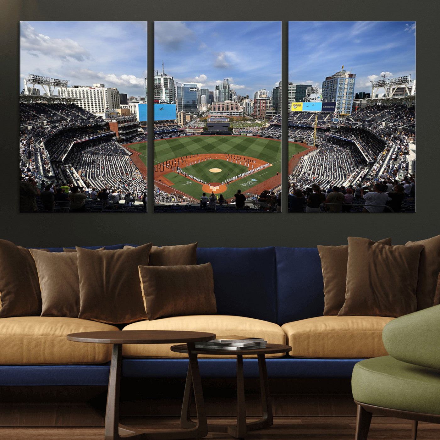 87122-MGV-CV-36X24-Petco Park Field Wall Art Canvas Print, Framed San Diego Stadium Art Picture Print, Petco Park Stadium Perfect Sport Room Decor