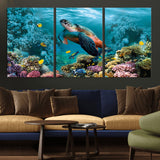 38661-MGV-CV-36X24-Sea Turtle Wall Art Canvas Print, Framed Ocean Wildlife Art Picture Print, Turtle Perfect Coastal Nature Decor Artwork