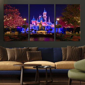 79435-MGV-CV-36X24-Disney Castle Wall Art Canvas Print, Framed Magic Kingdom Art Picture Print, Disney World Perfect Child Room Decor Artwork