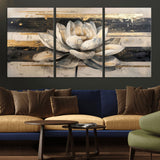 18807-MGV-CV-36X24-Lotus Flower Wall Art Canvas Print, Framed Abstract Lotus Art Picture Print, White Lotus Flower Perfect Abstract Floral Decor
