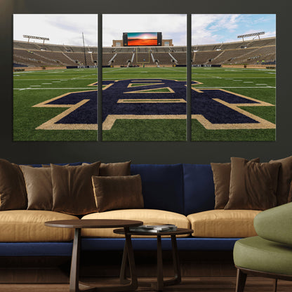 52835-MGV-CV-36X24-Notre Dame Stadium Wall Art Canvas Print, Framed Indiana Stadium Art Picture Print, Notre Dame Field Perfect Sport Room Decor