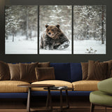 43350-MGV-CV-36X24-Wild Bear in Snow Wall Art – Majestic Wildlife Photography Print, Winter Forest Nature Decor for Cabin, Lodge, Rustic Home,