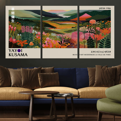 75719-MGV-CV-36X24-Botanical Mountain Valley Wall Art – Panoramic Nature Canvas Print, Vibrant Floral Field Artwork for Living Room, Bedroom, Office,